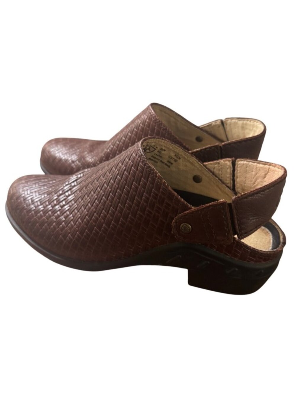 Ariat 94024 Womens Size 7B Brown Woven Rattan Leather Strap Slip On Mules Clogs